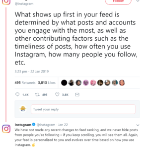 for example how often you like something from them write comments the amount of people you follow and even the time you spend on instagram - can you see comments on instagram following feed